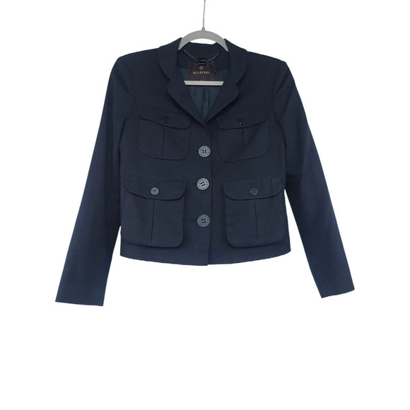 Mulberry Navy Blue Blazer Jacket US Size 0 - Picture 1 of 4